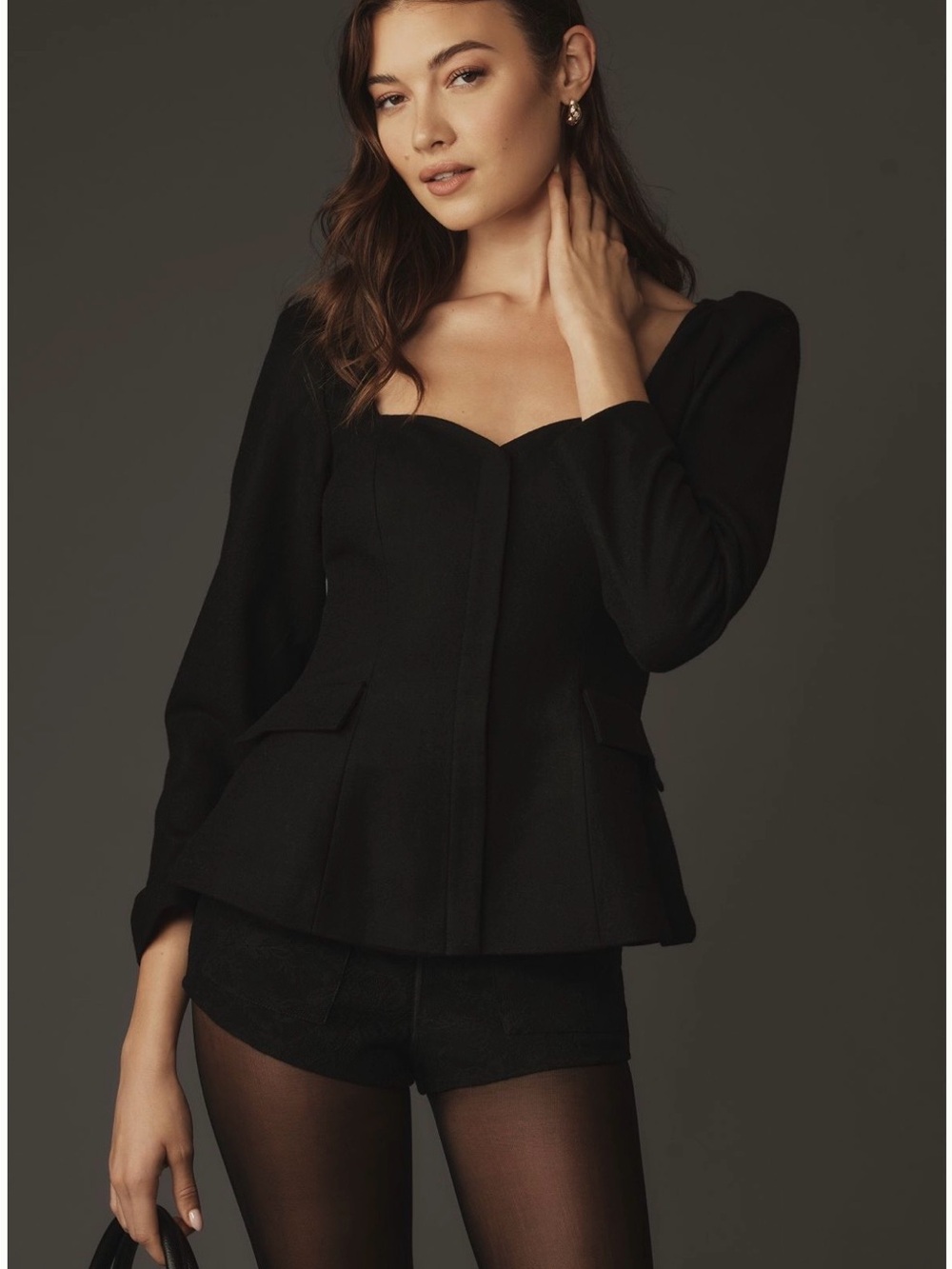 Reformation Wool Blend Edie Top Long Sleeve Black Size 4